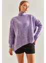 Bianco Lucci Women's Collar Detailed Soft Knitwear Sweater