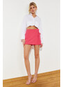 Trendyol Fuchsia Tie and Eyelet Detailed Woven Shorts Skirt