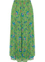 Trendyol Green Pleated Floral Pattern Lined Chiffon Woven Skirt