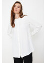 Trendyol White Ruffle Collar Crepe Stylish Woven Shirt