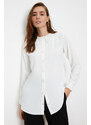 Trendyol White Ruffle Collar Crepe Stylish Woven Shirt