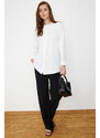 Trendyol White Ruffle Collar Crepe Stylish Woven Shirt