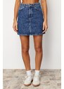 Trendyol Blue High Waist Mini Denim Skirt