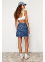 Trendyol Blue High Waist Mini Denim Skirt