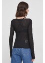 Tričko s dlouhým rukávem Calvin Klein Jeans černá barva
