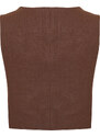 Trendyol Brown Crop Fitted Button Detailed Woven Linen Look Vest