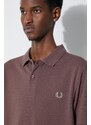 Bavlněné polo tričko Fred Perry Plain Shirt hnědá barva, s aplikací, M6000.U85