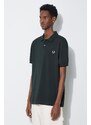 Bavlněné polo tričko Fred Perry Plain Shirt zelená barva, s aplikací, M6000.V10