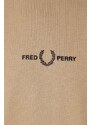 Bavlněné tričko Fred Perry Embroidered T-Shirt béžová barva, s aplikací, M4580.363