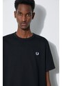 Bavlněné tričko Fred Perry Ringer T-Shirt černá barva, s aplikací, M3519.102