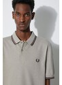 Bavlněné polo tričko Fred Perry Twin Tipped Shirt šedá barva, s aplikací, M3600.U84