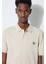 Bavlněné polo tričko Fred Perry Plain Shirt béžová barva, s aplikací, M6000.T04