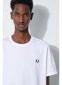 Bavlněné tričko Fred Perry Ringer T-Shirt bílá barva, s aplikací, M3519.100