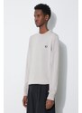 Vlněný svetr Fred Perry Classic Crew Neck Jumper pánský, béžová barva, lehký, K9601.V72