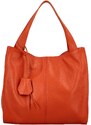 Dámská kožená kabelka přes rameno oranžová - Delami Methya oranžová