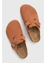 Semišové pantofle Birkenstock Boston pánské, oranžová barva, 1027100