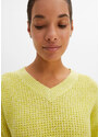 bonprix Volný pulovr z vaflového úpletu, dlouhý rukáv Zelená