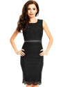 Krajkové dámské šaty bez rukávů středně dlouhé černé - Černá / XL - MAYAADI