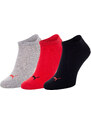 Puma Ponožky 3Pack 906807 Červená/šedá/černá