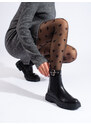 Pohodlné kotníčkové boty černé dámské na plochém podpatku