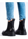 W. POTOCKI Trendy dámské kotníčkové boty černé platforma