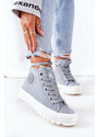 Big Star Shoes Women's Leather Warm Sneakers Big Star EE274115 Light Blue