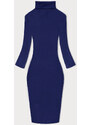 Factory Price Vypasované žebrované šaty v kobaltové barvě s rolákem Rue Paris (5133)