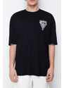 Trendyol Black Oversize/Wide-Fit City Printed 100% Cotton Short Sleeve T-Shirt