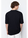 Trendyol Black Oversize/Wide-Fit City Printed 100% Cotton Short Sleeve T-Shirt
