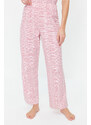 Trendyol Powder Striped Lace Detailed Cotton Singlet-Pants Knitted Pajamas Set