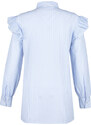 Trendyol Light Blue Striped Cotton Woven Shirt
