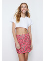 Trendyol Red Floral Pencil Fit Mini Woven Skirt