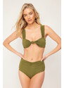 Trendyol Khaki Gathered High Waist Hipster Bikini Bottom