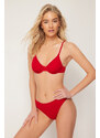 Trendyol Red Textured Regular Bikini Bottom