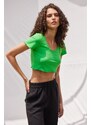 VATKALI V-Neck Crop Top Green