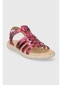 Dětské kožené sandály Geox SANDAL SOLEIMA fialová barva