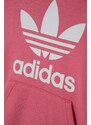 Dětská mikina adidas Originals TREFOIL HOODIE růžová barva, s kapucí, s potiskem