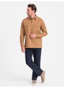 Ombre Clothing Ležérní kamelová košile s kapsami na knoflíky V2 SHCS-0146