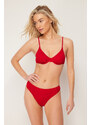 Trendyol Red Balconette Textured Bikini Top