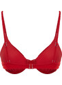 Trendyol Red Balconette Textured Bikini Top