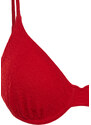 Trendyol Red Balconette Textured Bikini Top