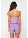 Trendyol Purple Lace Detailed Woven Pajamas Set