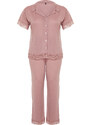 Trendyol Curve Dusty Rose Lace Knitted Pajama Set
