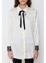 Trendyol Stone Lace Detailed Satin Woven Shirt