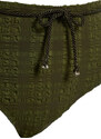 Trendyol Khaki Gingham Textured Accessory Textured High Waist Regular Bikini Bottom