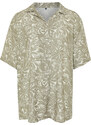 Trendyol Stone Oversize Fit Floral Pattern 100% Viscose Short Sleeve Flowy Summer Shirt