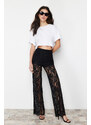 Trendyol Black Lace Flare Flare Leg Woven Trousers