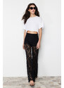 Trendyol Black Lace Flare Flare Leg Woven Trousers