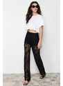 Trendyol Black Lace Flare Flare Leg Woven Trousers