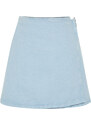 Trendyol Light Blue Buckle Detail Wrapover High Waist Mini Denim Skirt